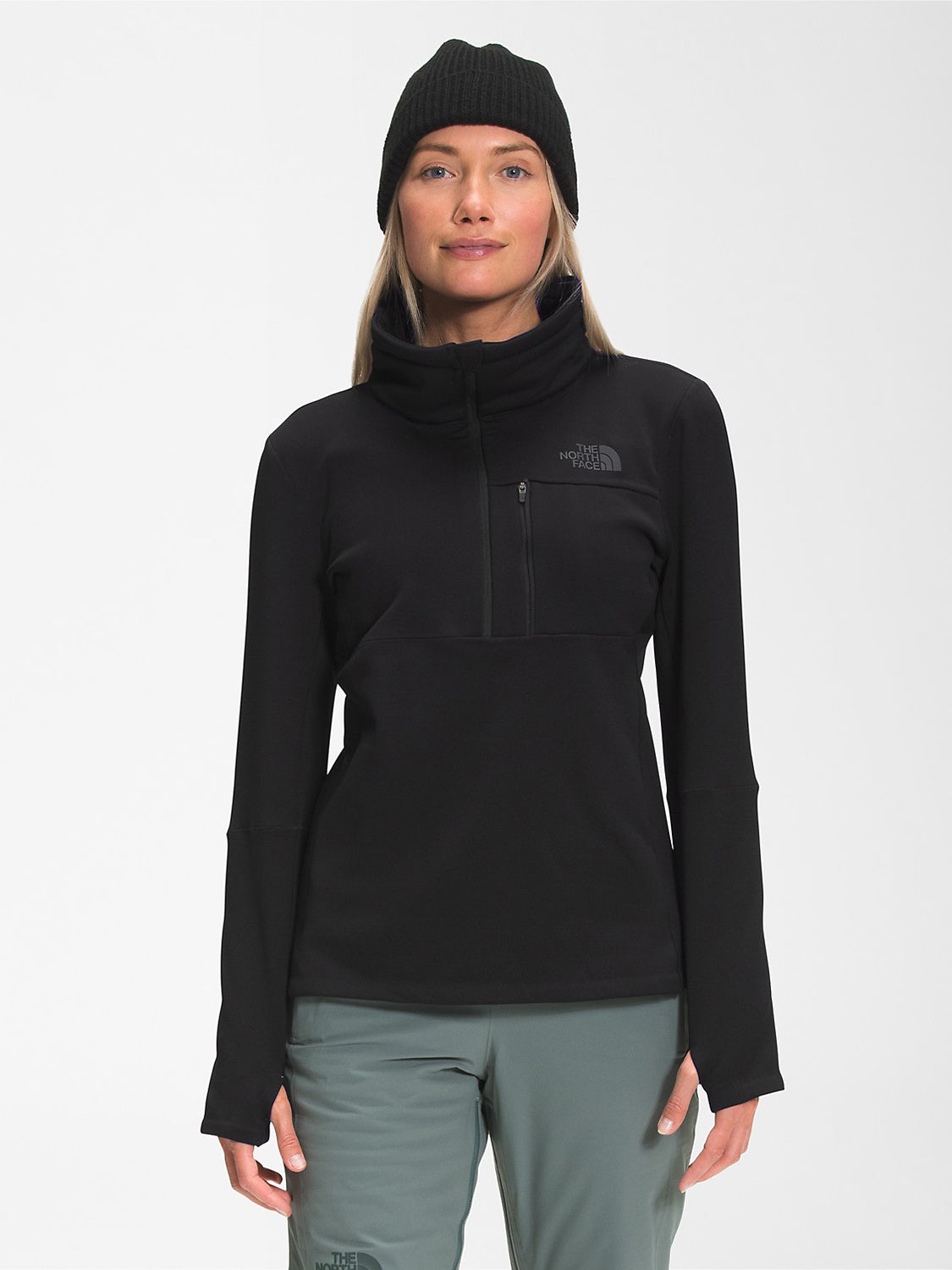 The North Face Womens TAGEN 1/4 ZIP FLEECE Pullover - Fresh Skis